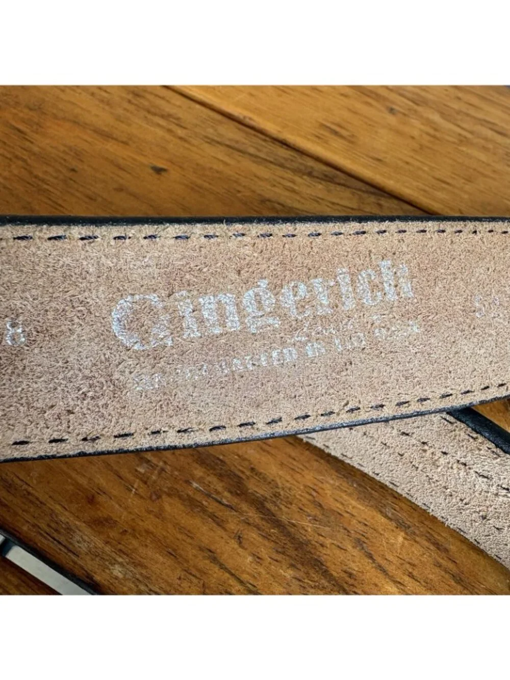 GINGERICH Handmade Tooled Leather Ranger Belt, Removable Buckle Men's 52 USA